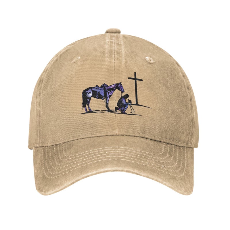 MOCSONE Cowboy Horse Prayer Unisex Adult Baseball Hat Sports Outdoor Cowboy Cap for Men and Women Snapback - Image 3